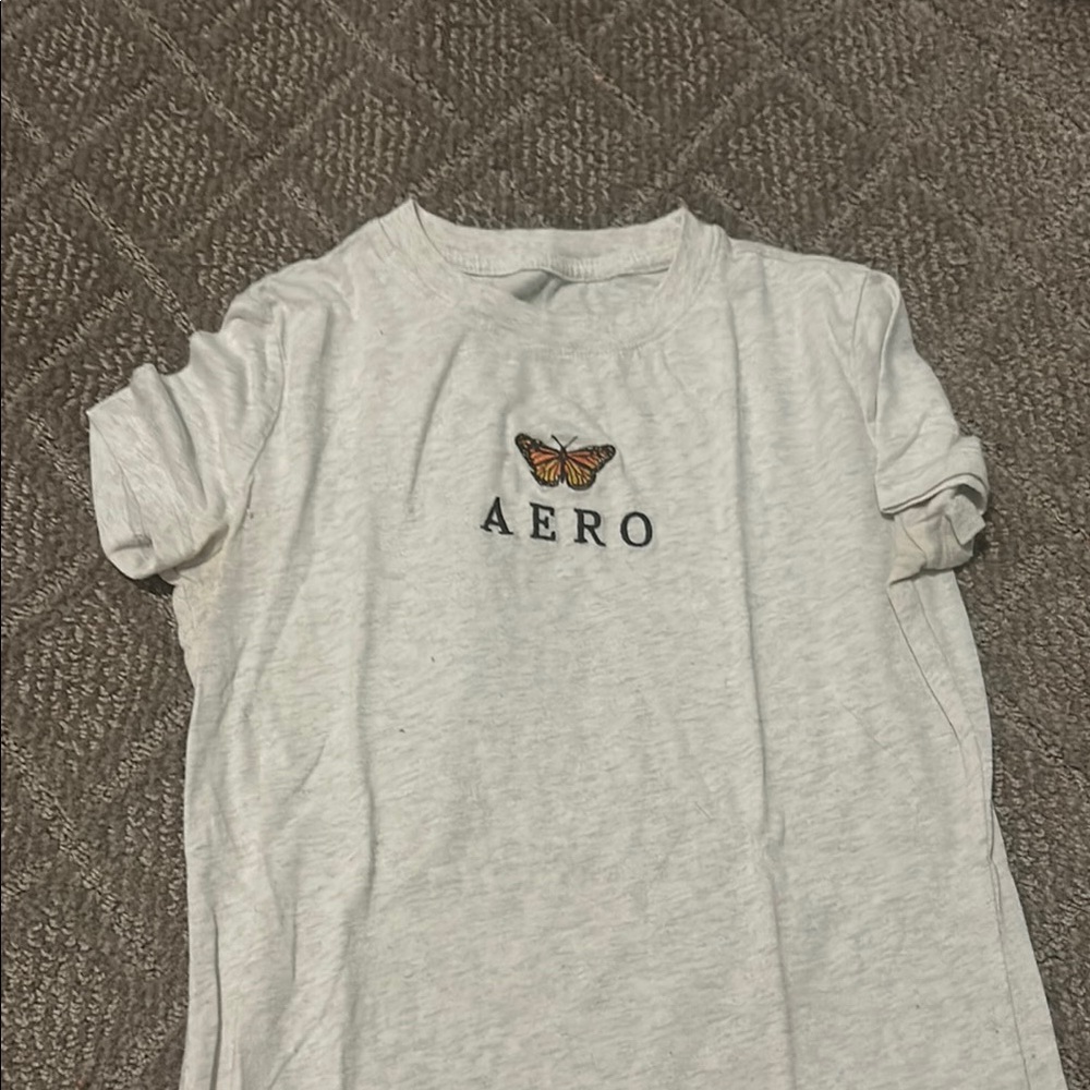 Aeropostale White Short Sleeve Tee with Butterfly